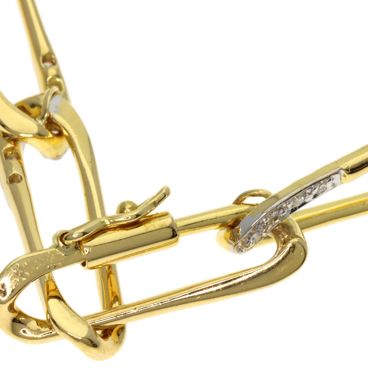 CARTIER Vintage Paperclip Diamond Necklace and Bracelet Set (3 Pieces) Necklace K18 Yellow Gold Ladies [Used]