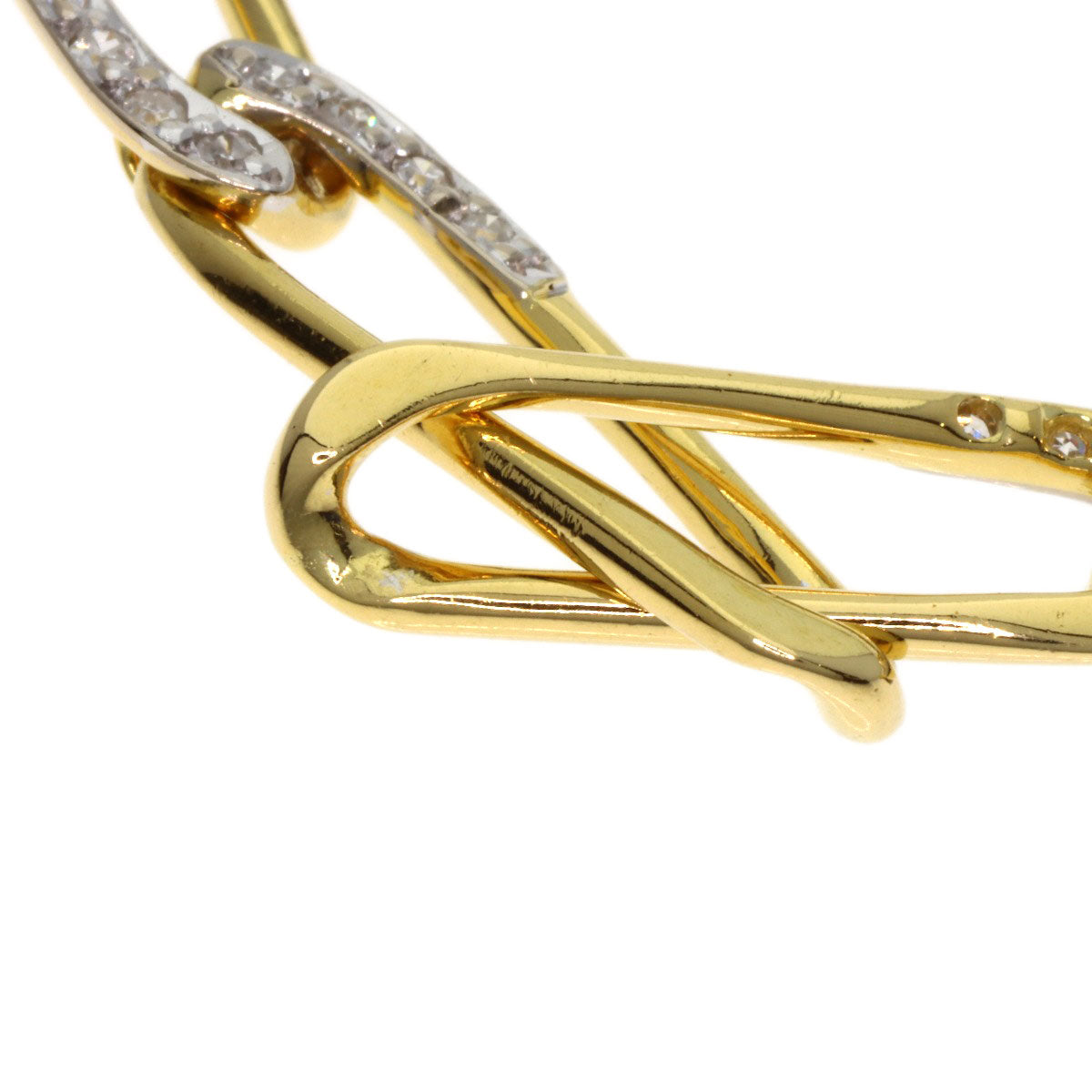 CARTIER Vintage Paperclip Diamond Necklace and Bracelet Set (3 Pieces) Necklace K18 Yellow Gold Ladies [Used]