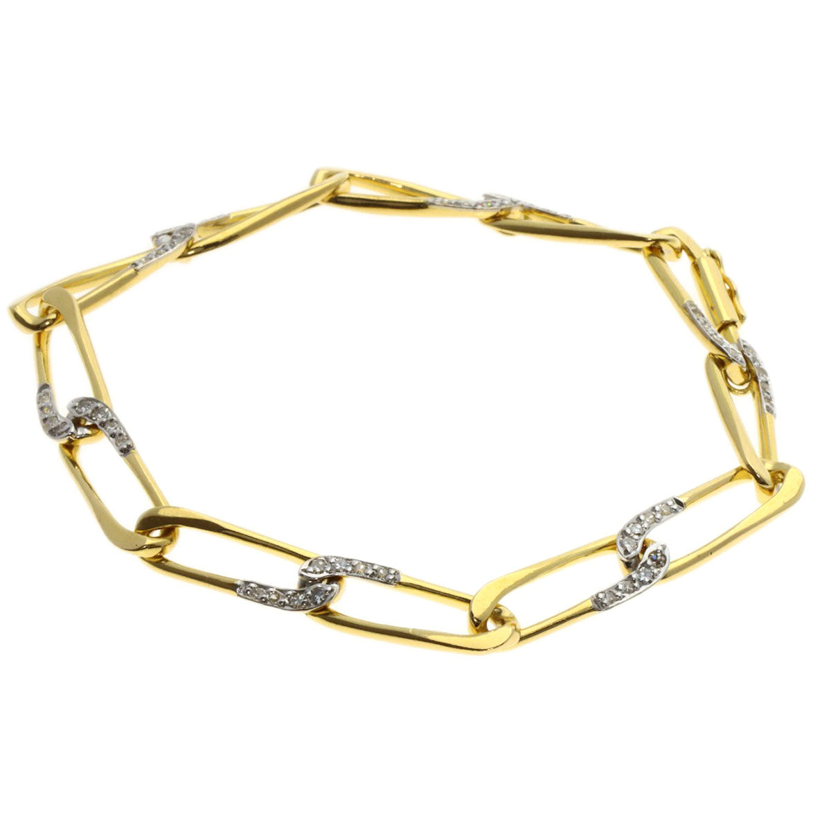CARTIER Vintage Paperclip Diamond Necklace and Bracelet Set (3 Pieces) Necklace K18 Yellow Gold Ladies [Used]