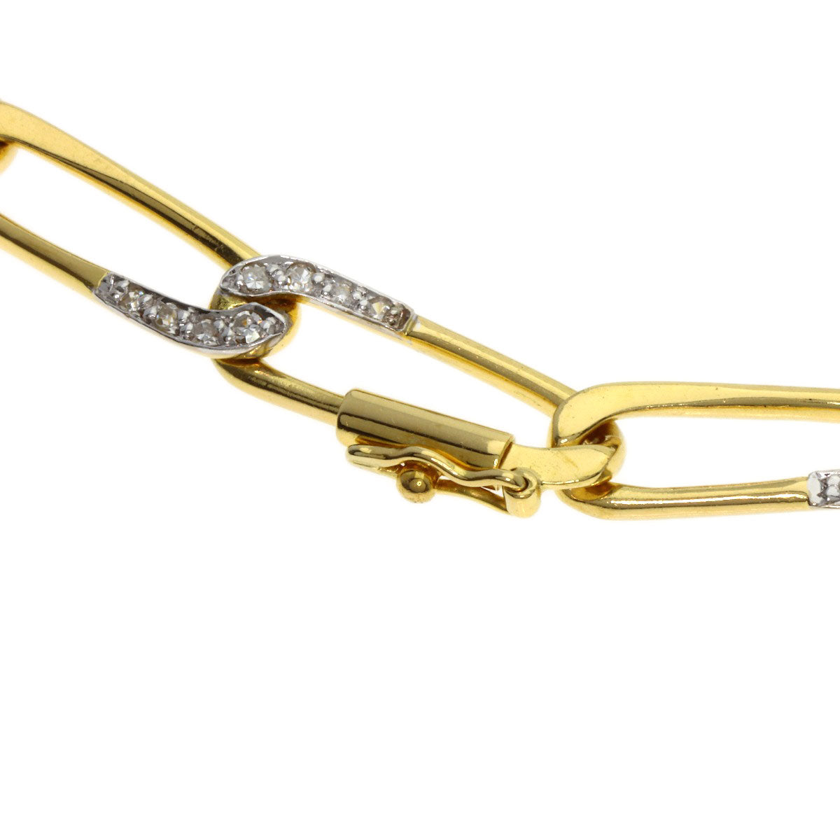 CARTIER Vintage Paperclip Diamond Necklace and Bracelet Set (3 Pieces) Necklace K18 Yellow Gold Ladies [Used]