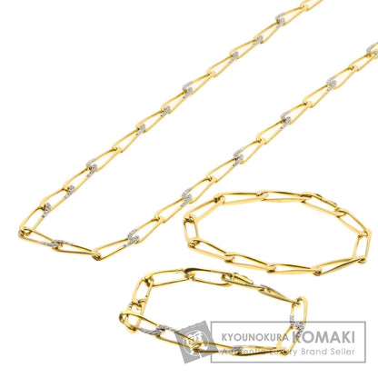 CARTIER Vintage Paperclip Diamond Necklace and Bracelet Set (3 Pieces) Necklace K18 Yellow Gold Ladies [Used]