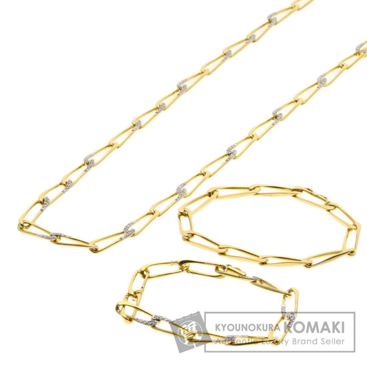 CARTIER Vintage Paperclip Diamond Necklace and Bracelet Set (3 Pieces) Necklace K18 Yellow Gold Ladies [Used]