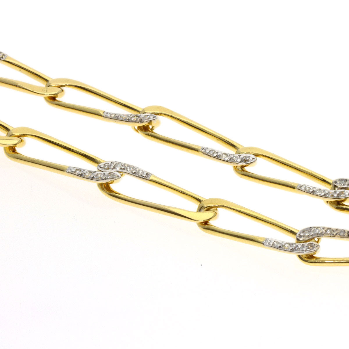 CARTIER Vintage Paperclip Diamond Necklace and Bracelet Set (3 Pieces) Necklace K18 Yellow Gold Ladies [Used]
