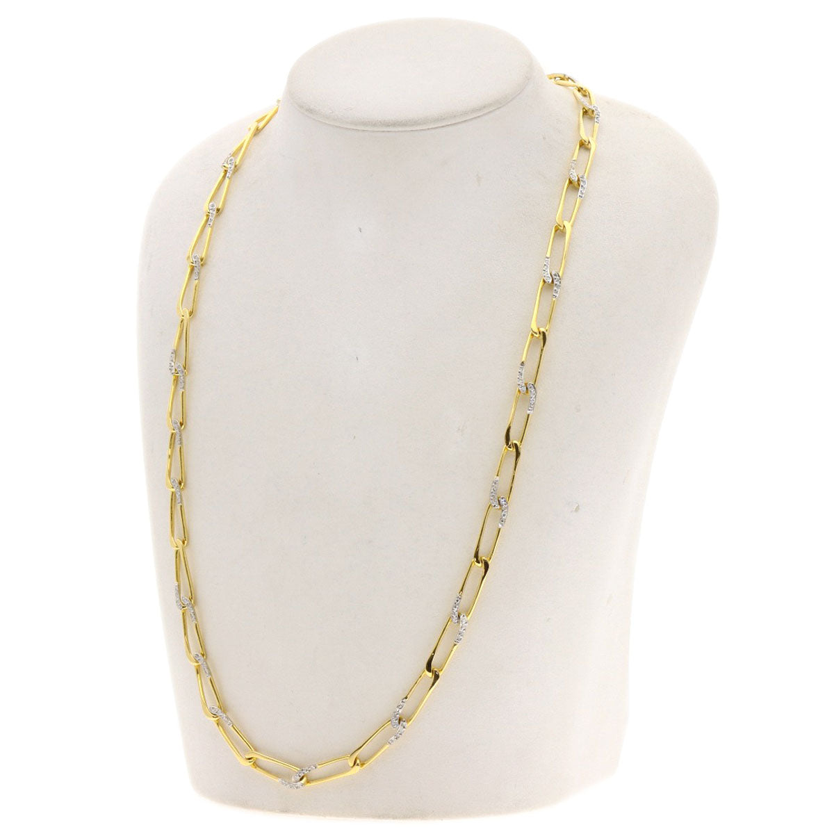 CARTIER Vintage Paperclip Diamond Necklace and Bracelet Set (3 Pieces) Necklace K18 Yellow Gold Ladies [Used]