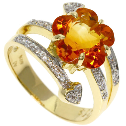 Ponte Vecchio Citrin Diamond Ring K18 Yellow Gold Ladies [Used]