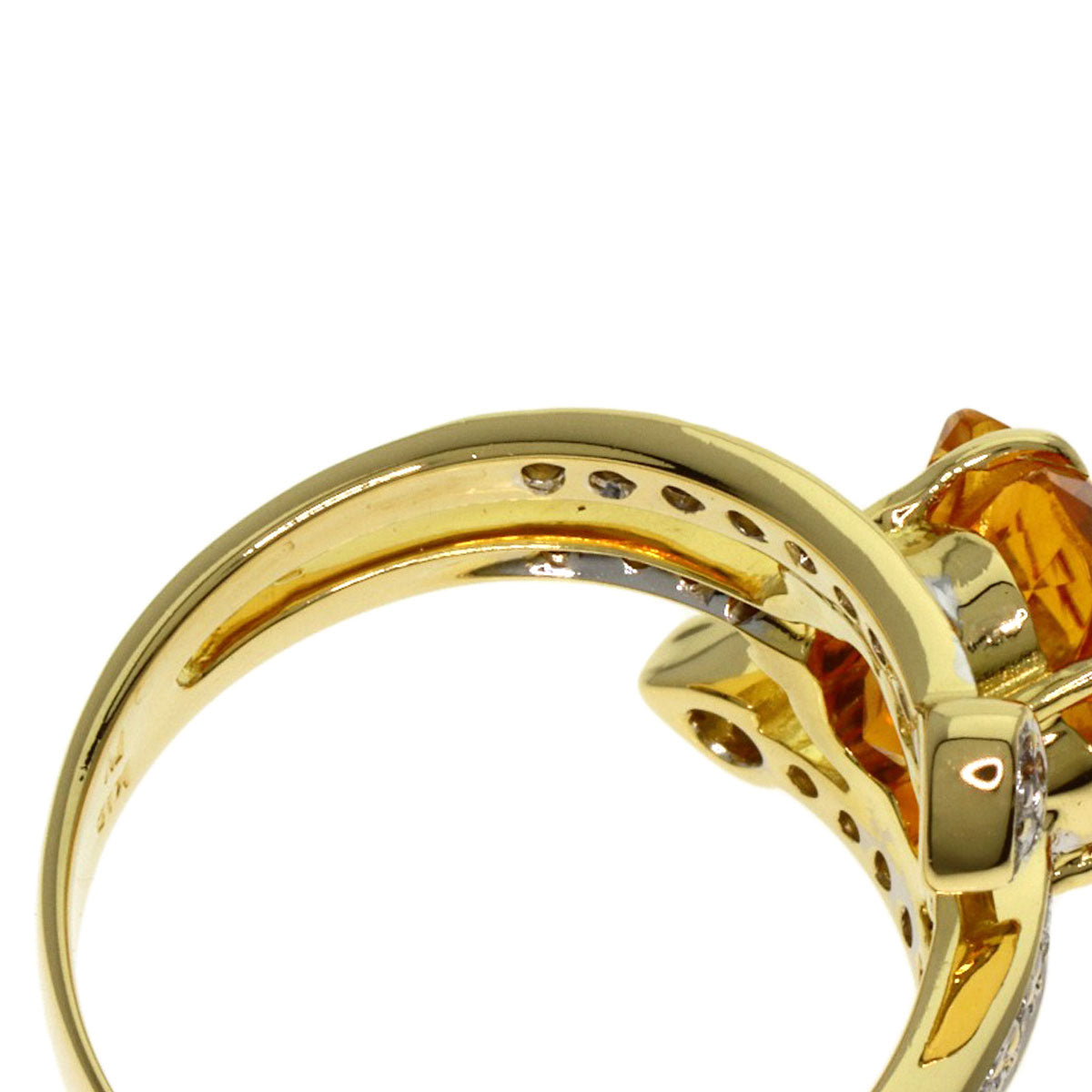 Ponte Vecchio Citrin Diamond Ring K18 Yellow Gold Ladies [Used]