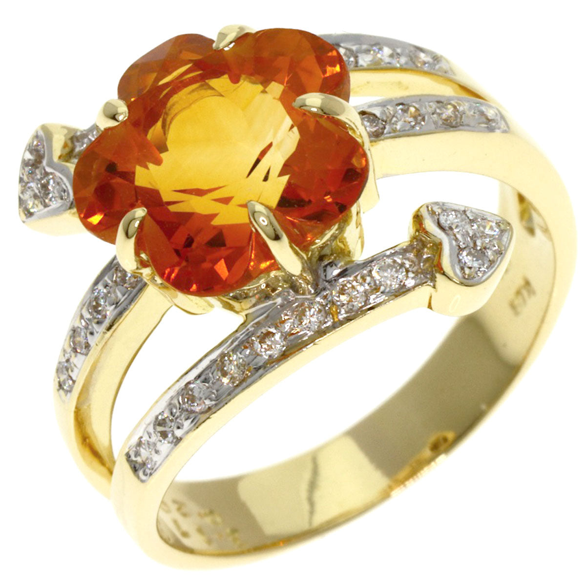 Ponte Vecchio Citrin Diamond Ring K18 Yellow Gold Ladies [Used]
