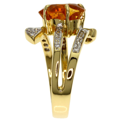 Ponte Vecchio Citrin Diamond Ring K18 Yellow Gold Ladies [Used]