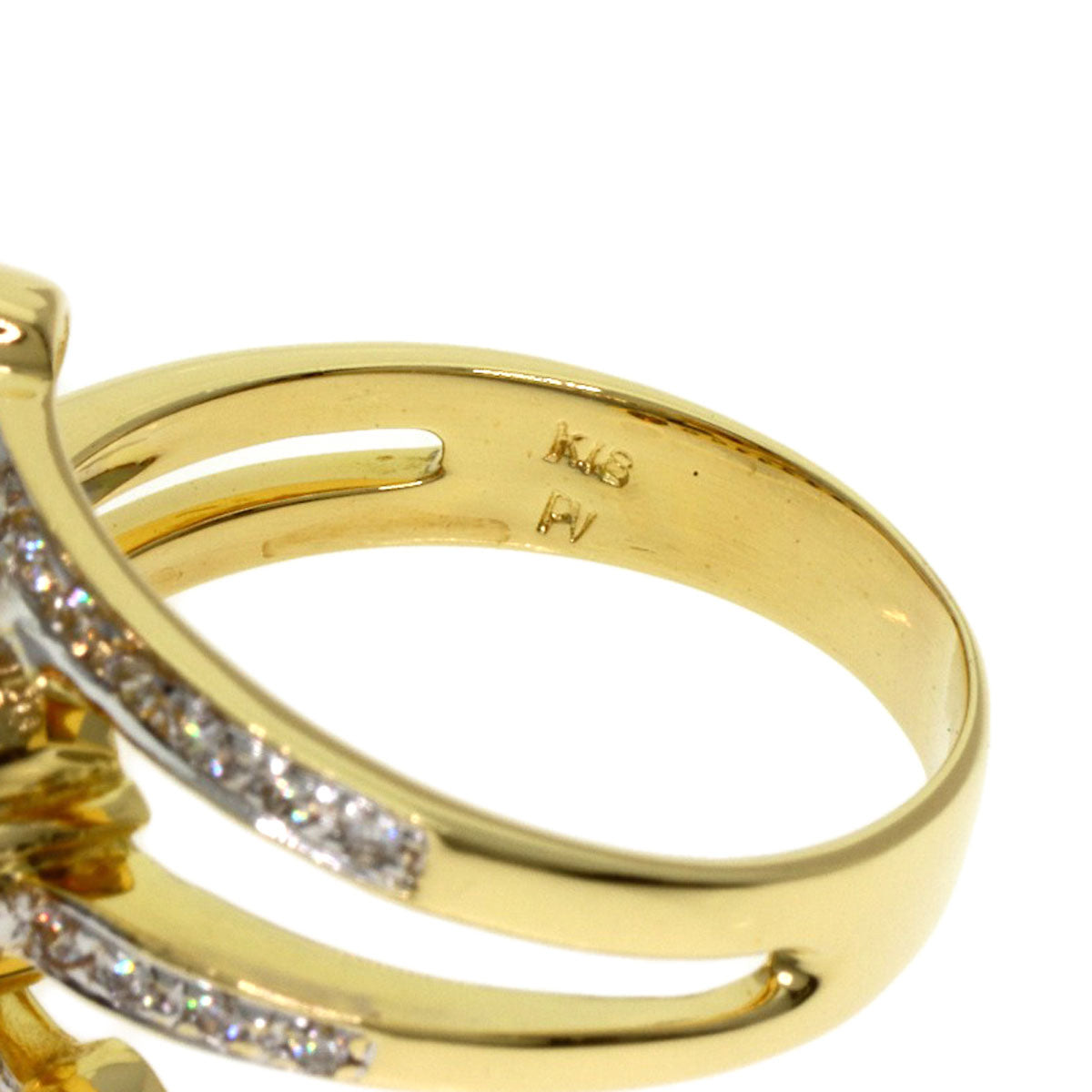 Ponte Vecchio Citrin Diamond Ring K18 Yellow Gold Ladies [Used]