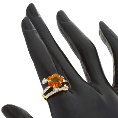 Ponte Vecchio Citrin Diamond Ring K18 Yellow Gold Ladies [Used]