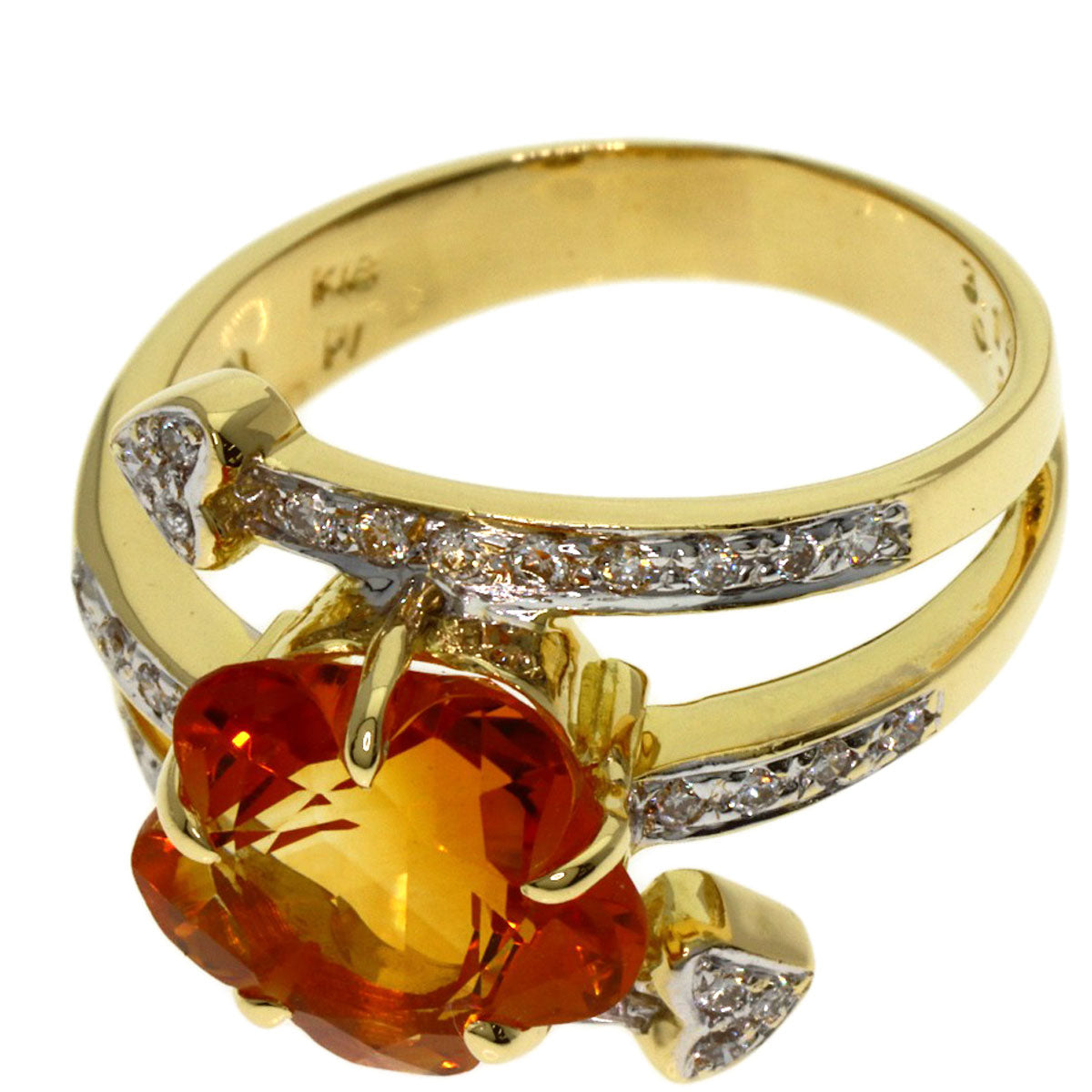 Ponte Vecchio Citrin Diamond Ring K18 Yellow Gold Ladies [Used]