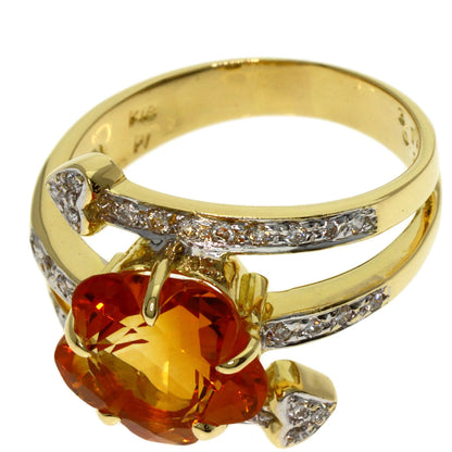 Ponte Vecchio Citrin Diamond Ring K18 Yellow Gold Ladies [Used]