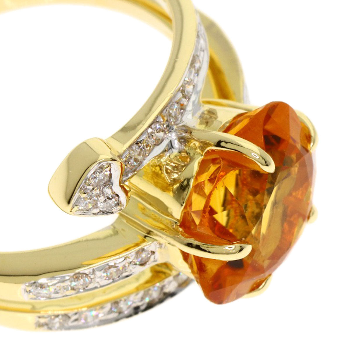 Ponte Vecchio Citrin Diamond Ring K18 Yellow Gold Ladies [Used]