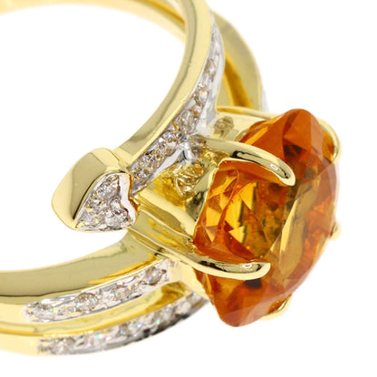 Ponte Vecchio Citrin Diamond Ring K18 Yellow Gold Ladies [Used]