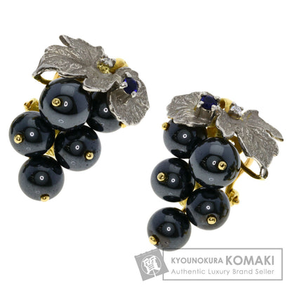 NOBUKO ISHIKAWA Grape motif Hematite Sapphire Diamond Earring K18 Yellow Gold PT900Ladies [Used]