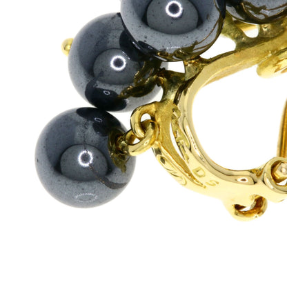 NOBUKO ISHIKAWA Grape motif Hematite Sapphire Diamond Earring K18 Yellow Gold PT900Ladies [Used]