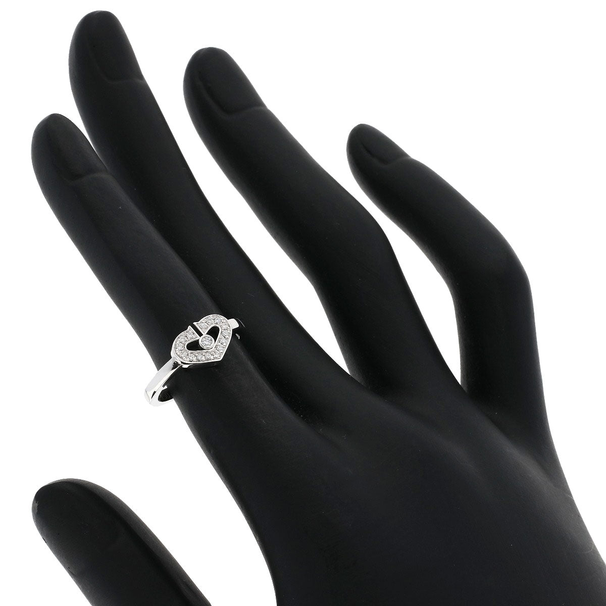 CARTIER C Heart Diamond #47 Ring K18 White Gold Ladies [Used]