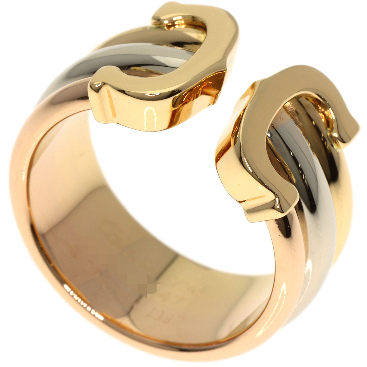 CARTIER 2C ring LM #47 Ring K18 Yellow Gold K18 White GoldLadies [Used]