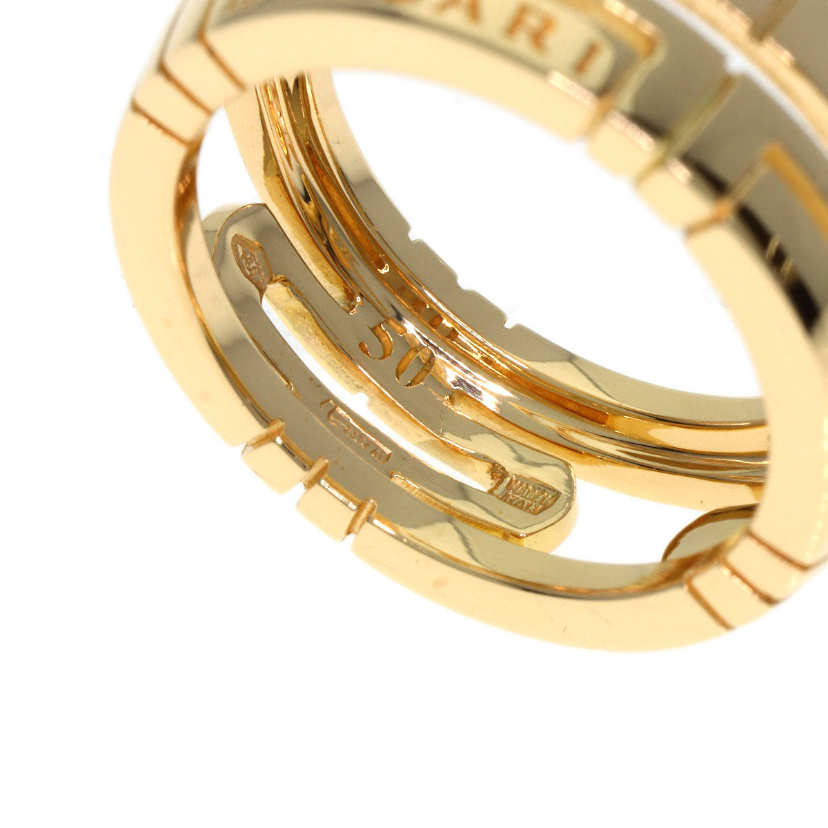 BVLGARI Parentesi Openwork #50 Ring K18 Yellow Gold Ladies [Used]