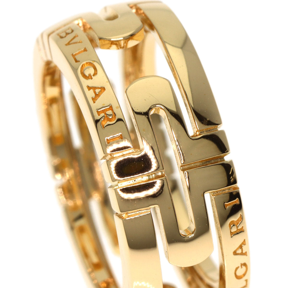 BVLGARI Parentesi Openwork #50 Ring K18 Yellow Gold Ladies [Used]