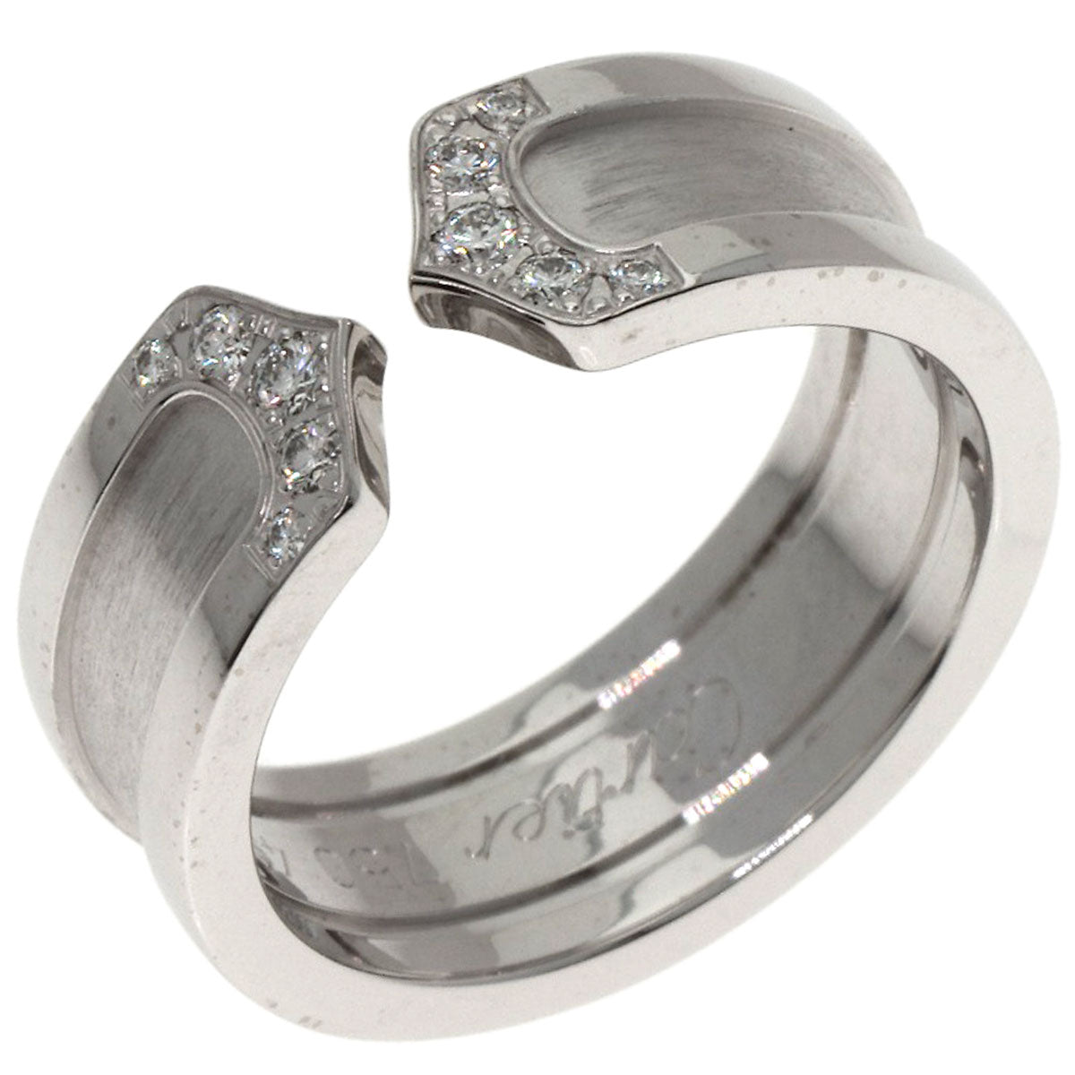 CARTIER C2 Ring Diamond #49 Ring K18 White Gold Ladies [Used]