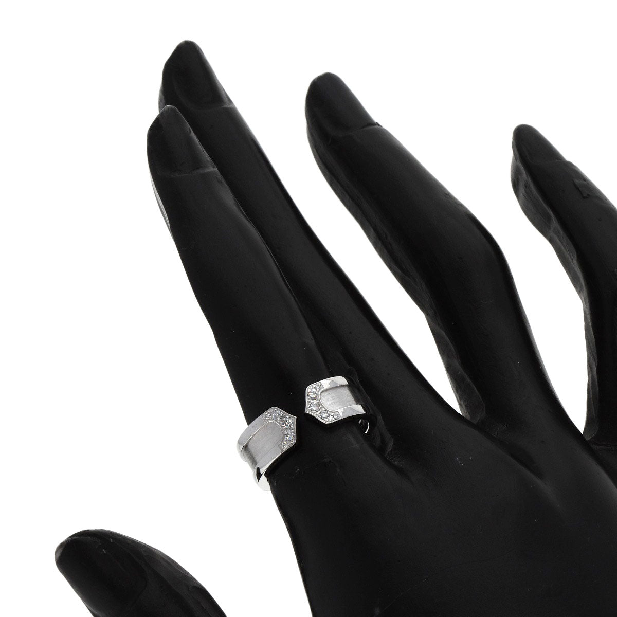 CARTIER C2 Ring Diamond #49 Ring K18 White Gold Ladies [Used]