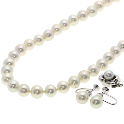 TASAKI Pearl Pearl Necklace, Earring, and Replacement Clasp 3-Piece Set Necklace Silver Ladies [Used]