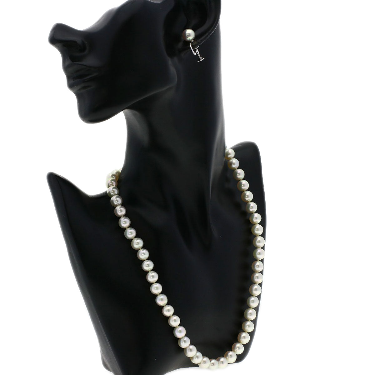 TASAKI Pearl Pearl Necklace, Earring, and Replacement Clasp 3-Piece Set Necklace Silver Ladies [Used]