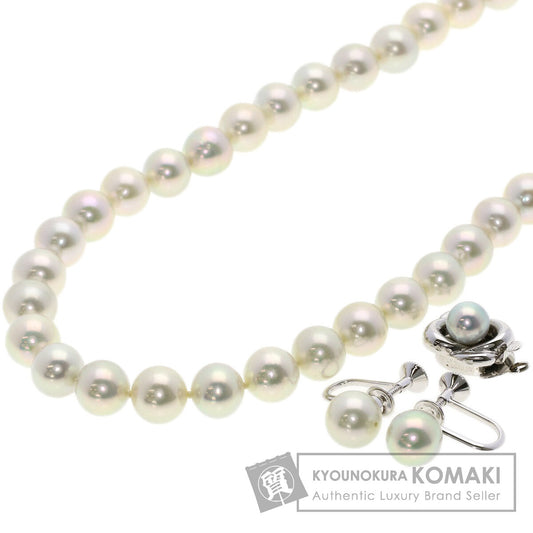 TASAKI Pearl Pearl Necklace, Earring, and Replacement Clasp 3-Piece Set Necklace Silver Ladies [Used]