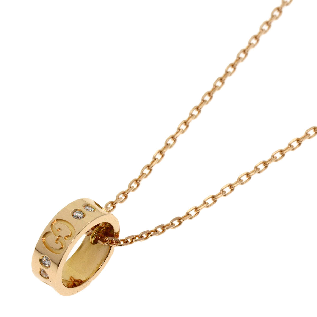 GUCCI Icon diamond Necklace K18 Pink Gold Ladies [Used]
