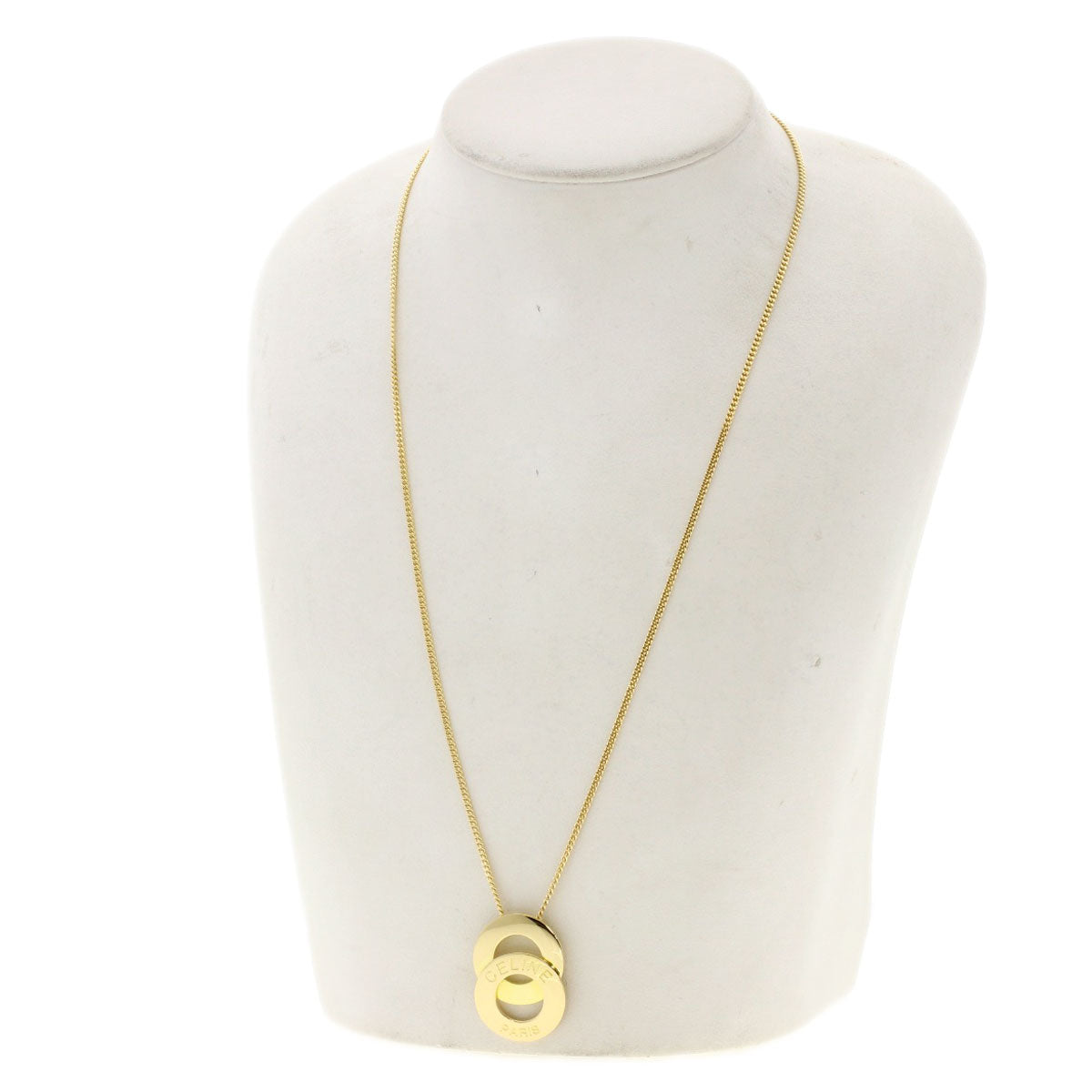 CELINE Double circle Necklace K18 Yellow Gold Ladies [Used]