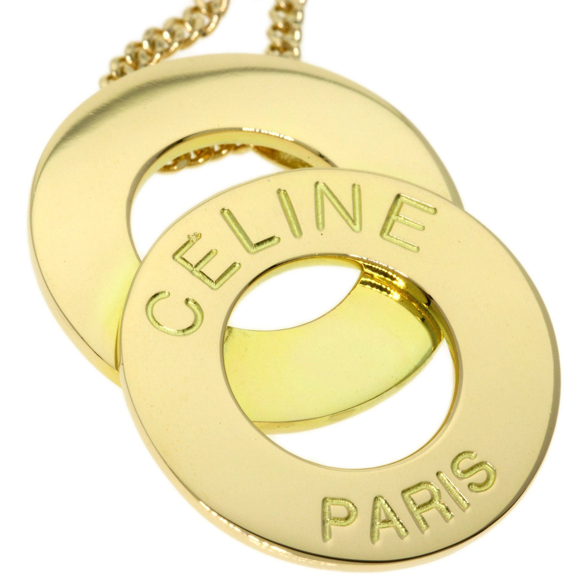 CELINE Double circle Necklace K18 Yellow Gold Ladies [Used]
