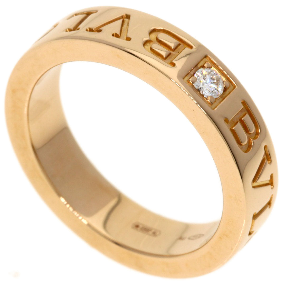 BVLGARI Double logo 1P Diamond Ring K18 Pink Gold Ladies [Used]