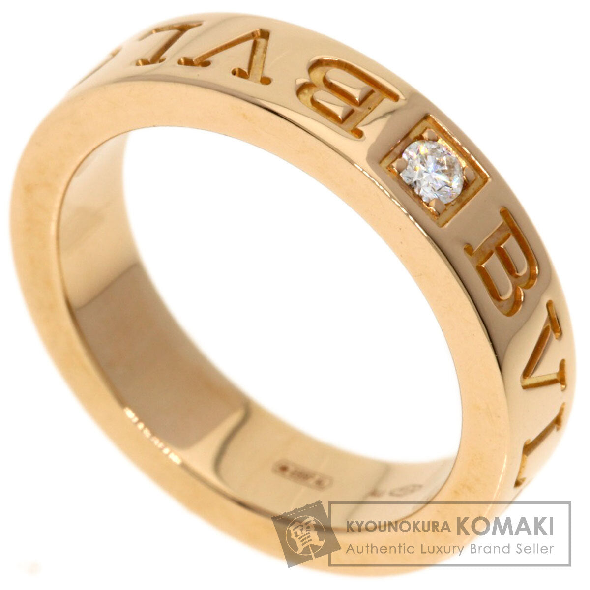BVLGARI Double logo 1P Diamond Ring K18 Pink Gold Ladies [Used]