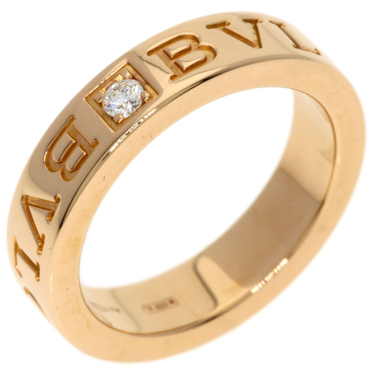BVLGARI Double logo 1P Diamond Ring K18 Pink Gold Ladies [Used]