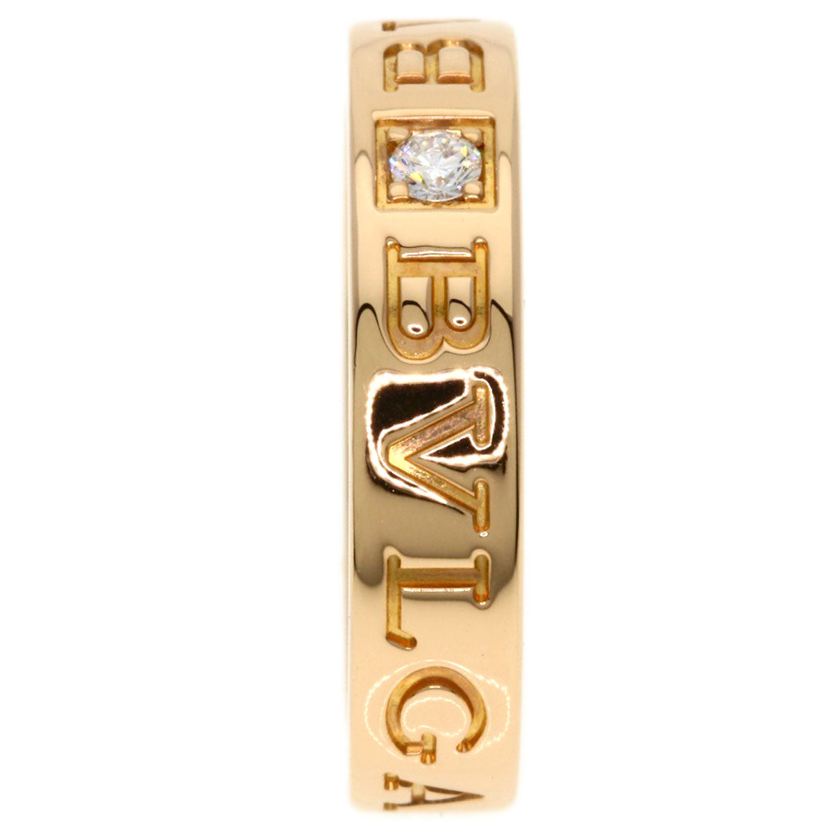 BVLGARI Double logo 1P Diamond Ring K18 Pink Gold Ladies [Used]