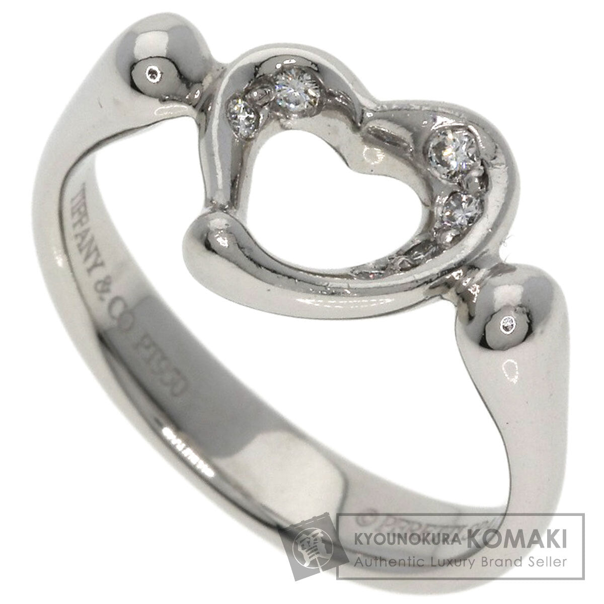 TIFFANY&Co. Open Heart Diamond Ring Platinum PT950 Ladies [Used]