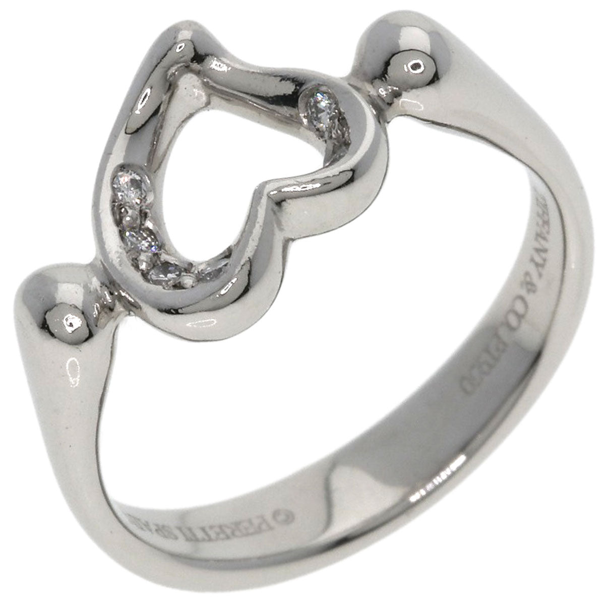 TIFFANY&Co. Open Heart Diamond Ring Platinum PT950 Ladies [Used]