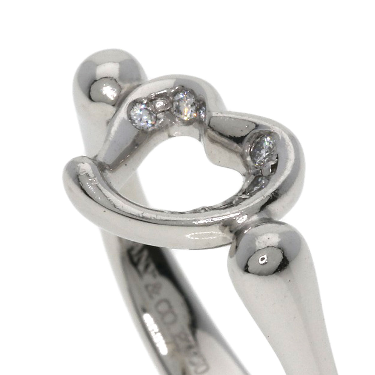 TIFFANY&Co. Open Heart Diamond Ring Platinum PT950 Ladies [Used]