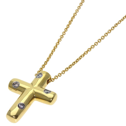 TIFFANY&Co. Dots Cross Diamond Necklace K18 Yellow Gold Ladies [Used]