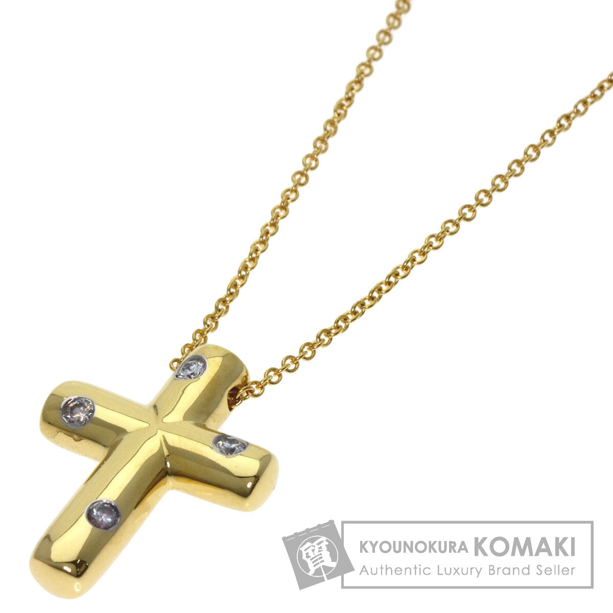 TIFFANY&Co. Dots Cross Diamond Necklace K18 Yellow Gold Ladies [Used]