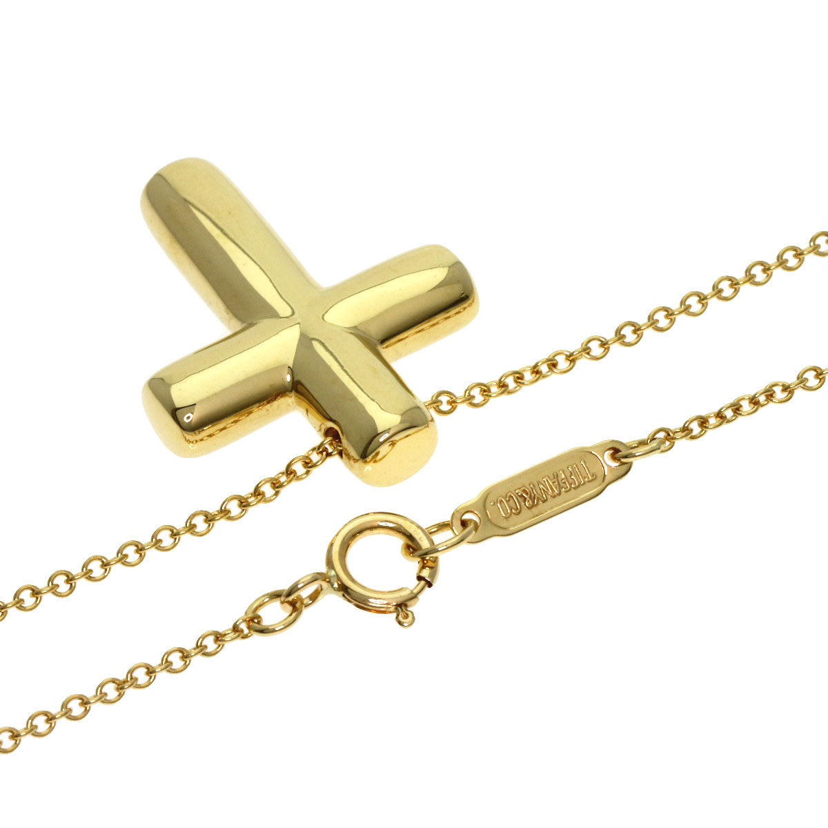 TIFFANY&Co. Dots Cross Diamond Necklace K18 Yellow Gold Ladies [Used]