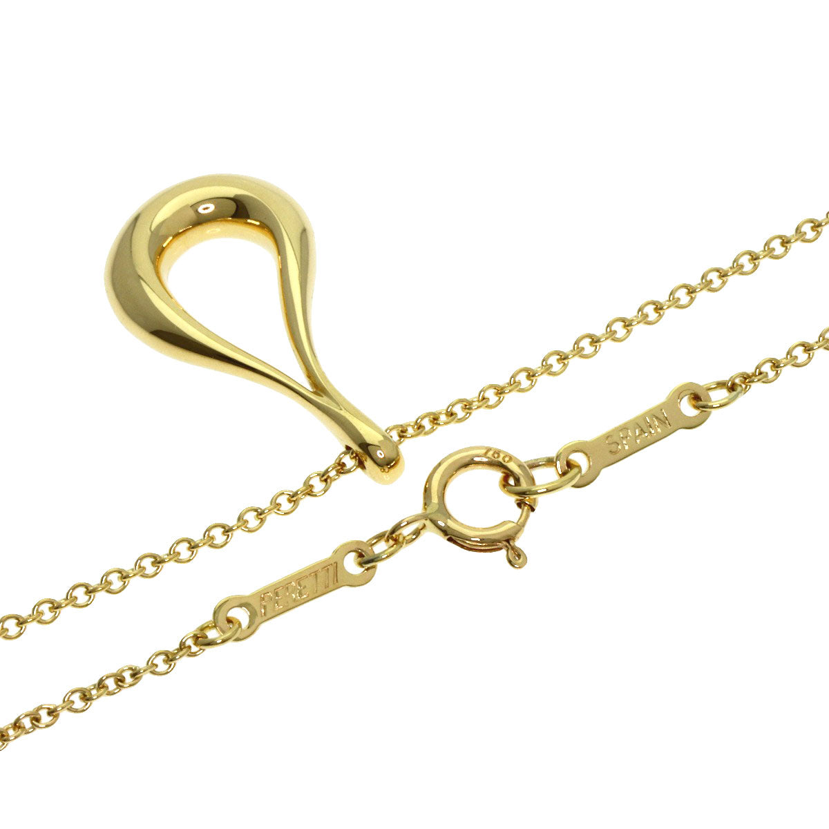 TIFFANY&Co. open teardrop Necklace K18 Yellow Gold Ladies [Used]