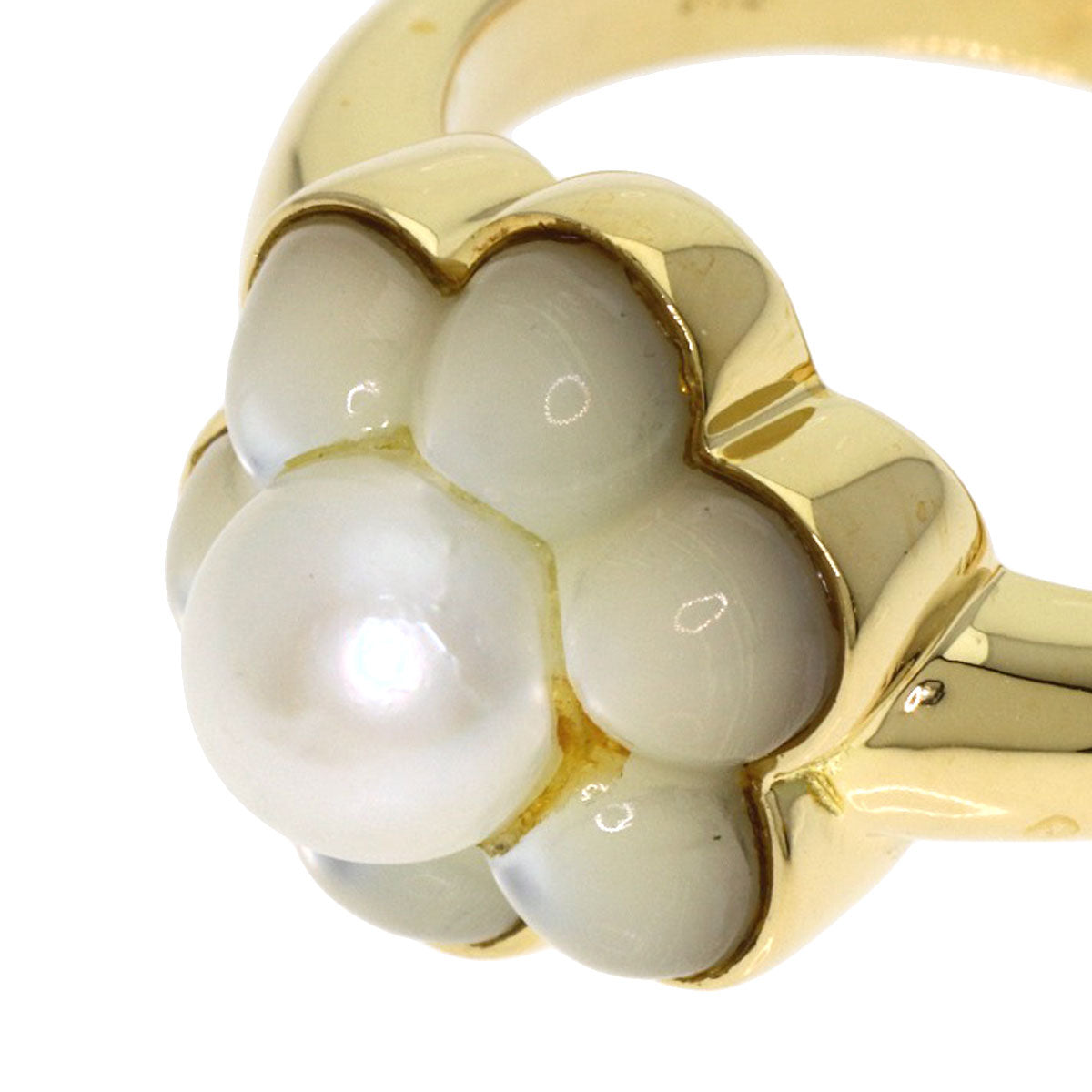 Ponte Vecchio Flower motif Ring K18 Yellow Gold Ladies [Used]