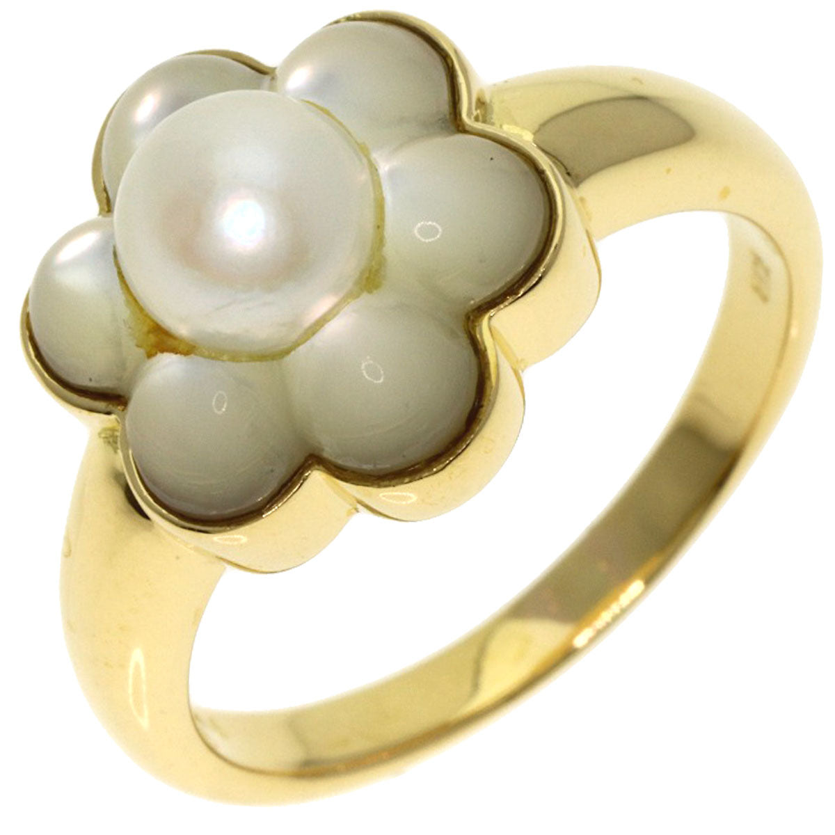 Ponte Vecchio Flower motif Ring K18 Yellow Gold Ladies [Used]