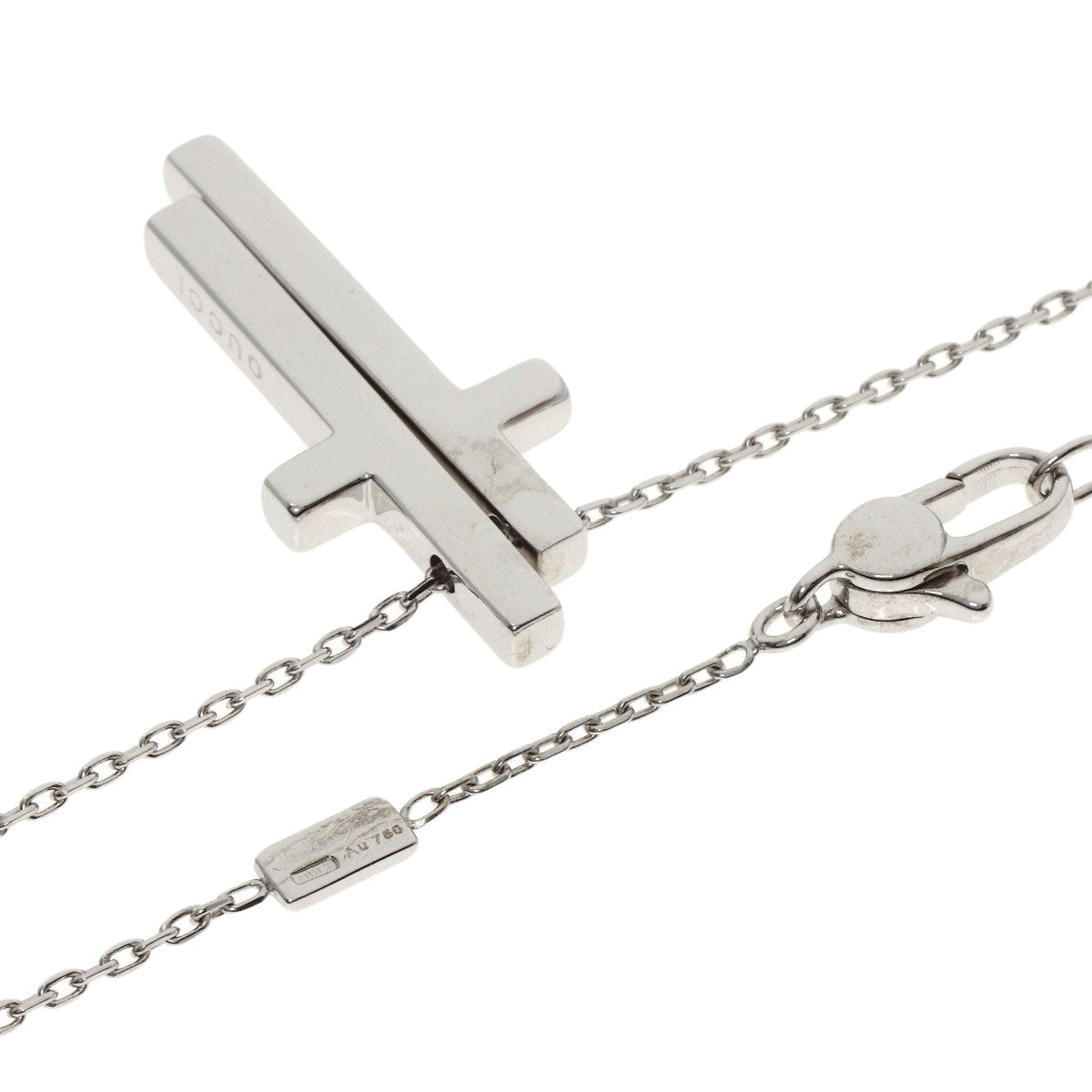 GUCCI Separate Cross Diamond Necklace K18 White Gold Ladies [Used]