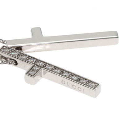 GUCCI Separate Cross Diamond Necklace K18 White Gold Ladies [Used]