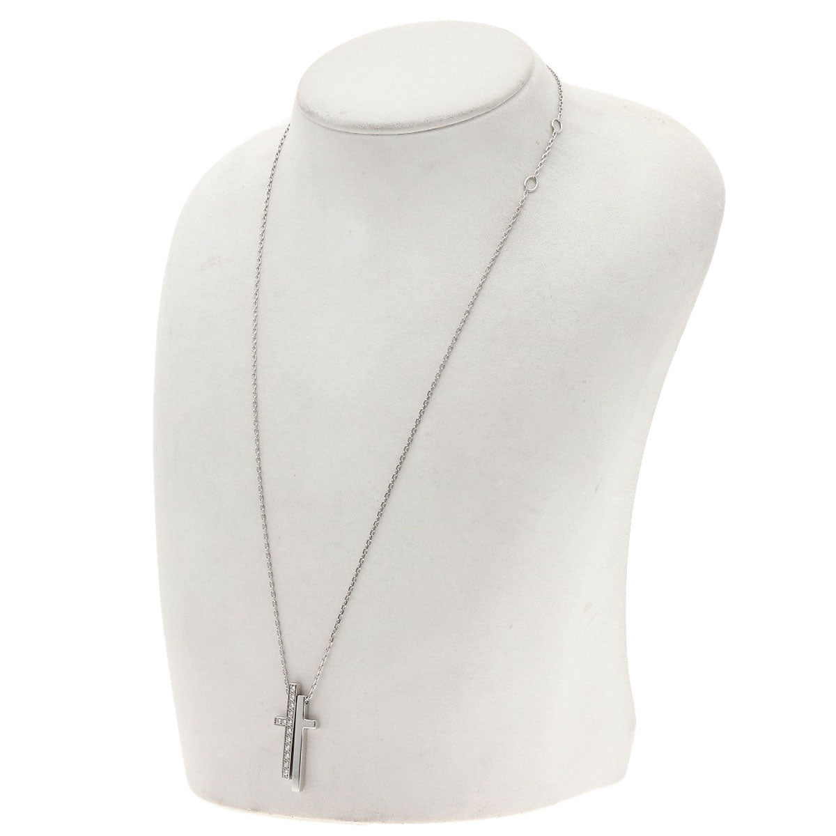 GUCCI Separate Cross Diamond Necklace K18 White Gold Ladies [Used]