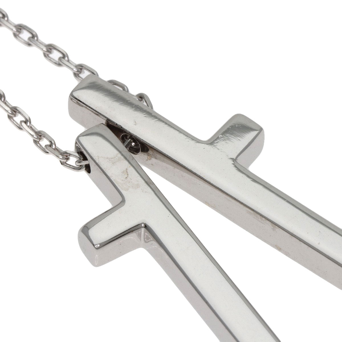 GUCCI Separate Cross Diamond Necklace K18 White Gold Ladies [Used]