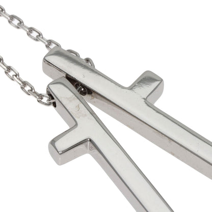 GUCCI Separate Cross Diamond Necklace K18 White Gold Ladies [Used]